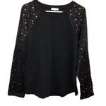 Umgee USA Star Glitter Raglan Sleeve Sweatshirt Gold Black Small Photo 0