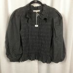 Love The Label Anthropologie Black Smocked Puff Sleeve Blouse Sz.S NWT Photo 6