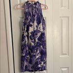 Stunning! Taylor SILK Purple and White Halter Sheath midi Dress Size 6 Photo 3