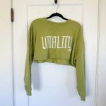 Balance Athletica Vitality |  Warm Up Raw‎ Hem Crop Crewneck Sweatshirt Green Photo 4