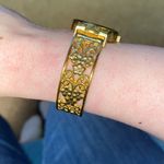 Women's Gold Tone Bangle Bracelet Watch with Intricate Detail, MOP Face Gold Photo 3