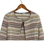 ZARA Long Sleeve Jacquard Striped Crop Jacket Embroidered Detail XS Neutral Photo 3