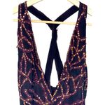 NWT Mandalay Black Purple Silk Beaded Sequin Feather Mini Evening Dress Womens 4 Photo 1