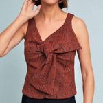 Anthropologie Eva Franco sheen chevron print terracotta front twist top size S Photo 0