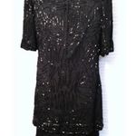 Vintage Beaded Dress Formal Cocktail Wedding Party Size Medium Fancy Elegant Black Photo 2