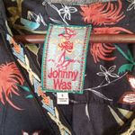 Johnny Was  Black Floral Blouse Tunic Silk Embroider Trim Vacation Resort Womens Photo 3