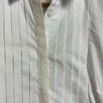 ELEVENTY Women's Solid White Pleated Bib Button Front Long Sleeve Shirt Size 8 Photo 5