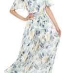 Gal Meets Glam Kiki Chiffon Flutter Sleeve Tropical Maxi Dress Size 2 Photo 0
