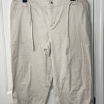 Disney Walt  World women’s light tan embroidered‎ belted tie hem capri pants XL Photo 0