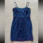 Lulus Women's Shiny Royal Blue Metallic Sleeveless Lined Mini Dress Size Small Photo 2
