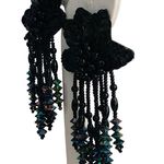 Black Seed Artisan Chandelier Handmade Sequins Goth Gothic Emo Drop Stud Earring Photo 2