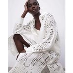 ZARA  Openwork Eyelet White Maxi Shirt Dress Long Sleeve Coverup Size XS Photo 1
