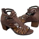 Not Rated NEW  Woven Strappy Heeled Sandals in Taupe Tan Size 9.5 Photo 0