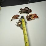 Autumn Leaves Fall Brooch Pins Lot Of 4 Gold Tone Some Enamel Some Rhinestone Photo 4