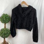 Mod On Trend  Black Cropped Fuzzy Hoody Sweater S Photo 2
