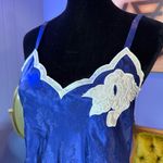 Victoria's Secret Vintage 80s Victoria’s Secret Royal Blue Floral Satin Flared Slip Dress Photo 2