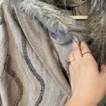 Nic Zoe Cardigan Sweater Open Front Fur Trim Art Lagenlook Boho Preppy Whimsical Photo 2