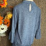 Doe & Rae ✅3/$30✅ NWT  Denim Grey Mock Neck Bell Sleeve Ruffle Trim Top | SMALL | Photo 7