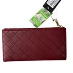 Badgley Mischka Quilted Vegan Leather Stylish Elegant Wine Long Cards Wallet NWT Photo 3