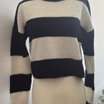 Refuge Monochrome Striped Crew Neck Sweater Photo 0