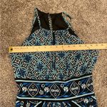 Dress Barn Y2K Halter Keyhole High Neck Blue Black Geometric Maxi Dress Photo 3