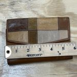 Fossil Brown Leather Warm Earth Tones Patchwork Wallet Bifold Zipper Coin Photo 9