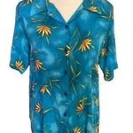 Vintage 90s California Crush Bright Floral Top Blue Size M Photo 0