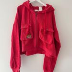 Free People  Red Zip Up Hoodie Photo 4