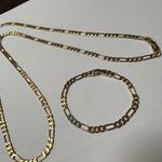 Gold Tone Fargo Chain 7 1/4 In Bracelet & 31 1/2 Inch Necklace Set Photo 7