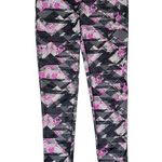 FILA  Running Black Pink Gray White Geometric Pattern Athletic Leggings XS Photo 0