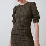 ZARA  Plaid Ruched Mini Dress Size XS Photo 1