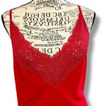 Vintage 80s Petra Fashion Size S Red Lace Trim Slip Maxi Nightgown Photo 1