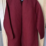 Eileen Fisher Sigrid Olsen Wine Quilted Cotton Open Front Blazer Kimono Long JACKET Size S Photo 0
