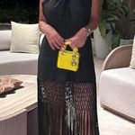 ZARA  dress midi black halter neck linen fringed fringes boho Photo 0