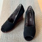 Toms Black High Heel Peep Toe Wedges Sandals Size 8 Photo 4