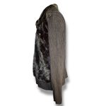 Vintage 90s Tiara Black Faux Fur Wool Knit Zip Jacket Collared Sweater Coat Size XL Photo 6