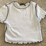 ASOS  Cream Ruffled Short Sleeve Fitted Tee Photo 0