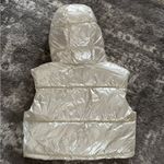Shiny Hooded Cropped Puffer Vest Large Silver Size undefined Photo 3