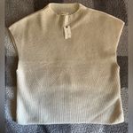 Maeve  Anthropologie Cream Knit Shortsleeved Sweater Crop in Back Size Large NWT Photo 0