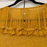 Sézane Lucette 100% Linen Blouse Saffron Yellow Lace Ruffle Top Size Small Shirt Photo 11