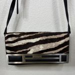 Barbara Milano Italy Leather cow print Zebra Pattern Crossbody Clutch Black Photo 1