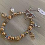 NWT Swarovski crystal Faith Love Hope bracelet with gold Silver Photo 0