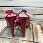 Nine West Vintage NWFurgus Fuchsia Patent Slingback Peep Toe Platform Heels 8M Photo 3