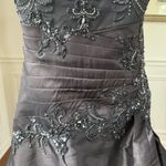 Taffeta Charcoal Grey Ball Formal Gown Beaded Sequins Rhinestone Dress 20 Gray Size undefined Photo 4