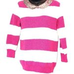 Pim + Larkin 🇺🇸  Wool Blend Pink Striped Sequin Collar Sweater Photo 0