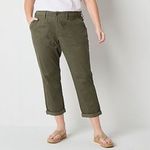 st. john's bay ✨ Utility Womens Mid Rise Regular Fit Ankle Green Sz 8 Pants✨ Photo 1