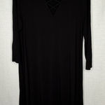 Philosophy  Dress Womens XL‎ Black Lace Up Boho Flowy Minimalist Knee/Midi Shift Photo 0