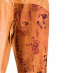 Vintage Isabel USA Genuine Leather Pants with Geisha Print Nubuck in Tan size 8 Photo 2