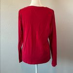 Nautica  VNeck Long Sleeve TShirt Red Size Large Photo 3