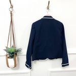 Tory Burch Contrast Trim Blazer Preppy Navy Blue Size 6 Photo 4